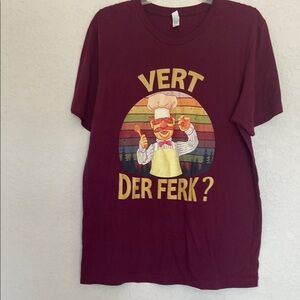 Bella Canvas Burgundy Short Sleeve Tee with Cartoon Graphic